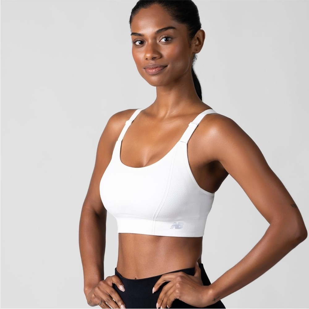 New Balance White Scoop-Neck High Support Sports Bra